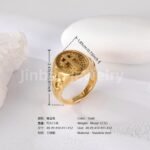 24K Gold PVD Stainless Steel Titanium Cross Pattern Men's Ring - Image 5
