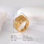 24K Gold PVD Stainless Steel Titanium Cross Pattern Men's Ring - Image 9