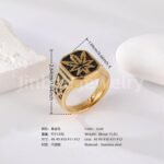 24K Gold PVD Stainless Steel Titanium Leaf & Spade Symbol Men's Ring - Image 5
