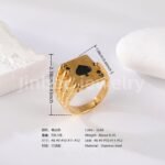 24K Gold PVD Stainless Steel Titanium Leaf & Spade Symbol Men's Ring - Image 6