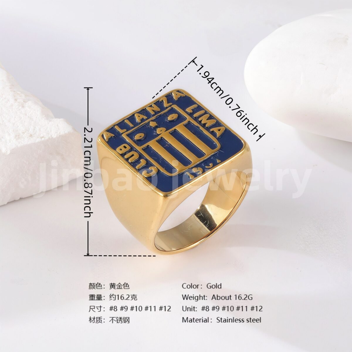 24K Gold PVD Stainless Steel Titanium Logo & Symbolic Men's Ring - Image 2