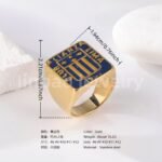 24K Gold PVD Stainless Steel Titanium Logo & Symbolic Men's Ring - Image 2
