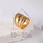 24K Gold PVD Stainless Steel Titanium Bold Contemporary Women's Ring - Image 6