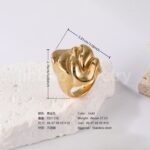 24K Gold PVD Stainless Steel Titanium Bold Contemporary Women's Ring - Image 7