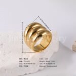 24K Gold PVD Stainless Steel Titanium Bold Contemporary Women's Ring - Image 5