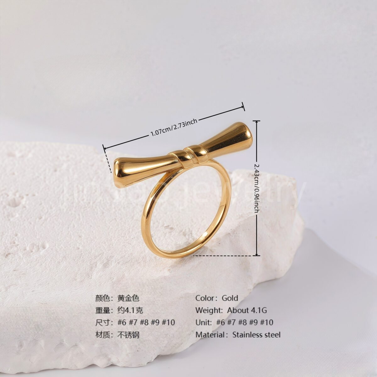 24K Gold PVD Stainless Steel Titanium Bead and Pearl Harmony Women's Ring - Image 7