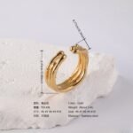 24K Gold PVD Stainless Steel Titanium Bead and Pearl Harmony Women's Ring - Image 6