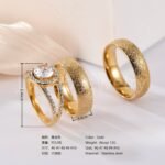 3 pc His & Her Eternal Sparkle Wedding Ring Set Hypoallergenic 24k Gold, Cubic Zirconia, Size 6-10 - Image 4