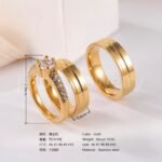 3 pc His & Her Eternal Sparkle Wedding Ring Set Hypoallergenic 24k Gold, Cubic Zirconia, Size 6-10 - Image 5