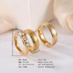 3 pc His & Her Eternal Sparkle Wedding Ring Set Hypoallergenic 24k Gold, Cubic Zirconia, Size 6-10 - Image 6