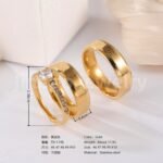 24k Gold-Plating 3 pc His & Her Wedding Ring Set Hypoallergenic, Cubic Zirconia Ring - Image 6