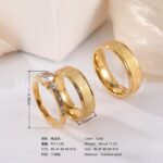 24k Gold-Plating 3 pc His & Her Wedding Ring Set Hypoallergenic, Cubic Zirconia Ring - Image 4