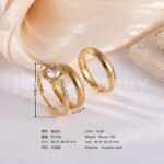 3 pc His & Her Crystal Glow Wedding Ring Set Hypoallergenic 24k Gold, Cubic Zirconia, Size 6-10 - Image 4