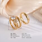 3 pc His & Her Crystal Glow Wedding Ring Set Hypoallergenic 24k Gold, Cubic Zirconia, Size 6-10 - Image 7