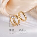 3 pc His & Her Crystal Glow Wedding Ring Set Hypoallergenic 24k Gold, Cubic Zirconia, Size 6-10 - Image 5
