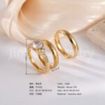 3 pc His & Her Crystal Glow Wedding Ring Set Hypoallergenic 24k Gold, Cubic Zirconia, Size 6-10 - Image 6