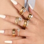 3 pc His & Her Eternal Sparkle Wedding Ring Set Hypoallergenic 24k Gold, Cubic Zirconia, Size 6-10 - Image 2