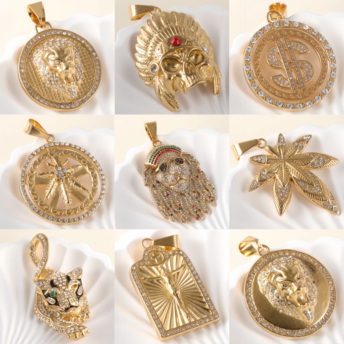 24K gold-plated stainless steel pendant, non-allergenic and non-fading - Image 1
