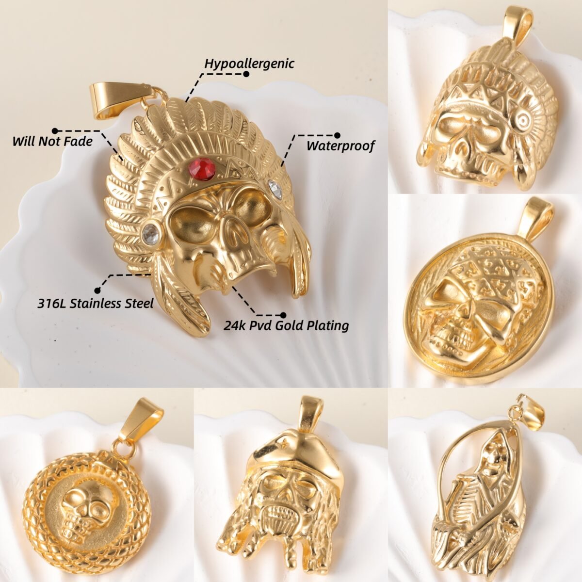 Golden Lion24k Gold-Plated Stainless Steel Pendant, Hip Hop, Non-Allergenic And Non-Fading - Image 1