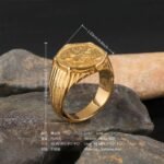 24K Gold PVD Stainless Steel Titanium Antique Coin Men's Ring - Image 4