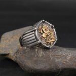 24K Gold PVD Stainless Steel Titanium Antique Coin Men's Ring - Image 7