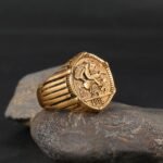 24K Gold PVD Stainless Steel Titanium Antique Coin Men's Ring - Image 5