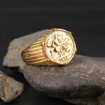 24K Gold PVD Stainless Steel Titanium Antique Coin Men's Ring - Image 3