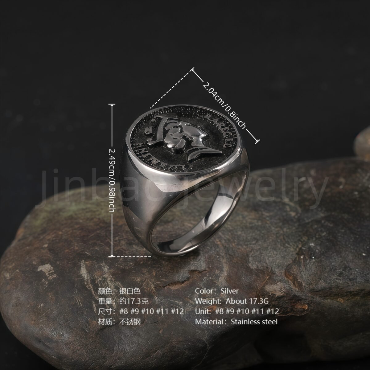 24K Gold PVD Stainless Steel Titanium Monarch's Coin Men's Ring - Image 5