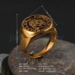 24K Gold PVD Stainless Steel Titanium Victorious Emblem Coin Men's Ring - Image 6