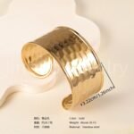 Elegant Floral Engraving 24K Gold PVD Stainless Steel Titanium Women's Bangle - Image 2