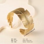 Elegant Floral Engraving 24K Gold PVD Stainless Steel Titanium Women's Bangle - Image 7