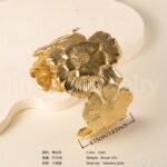 Elegant Floral Engraving 24K Gold PVD Stainless Steel Titanium Women's Bangle - Image 8