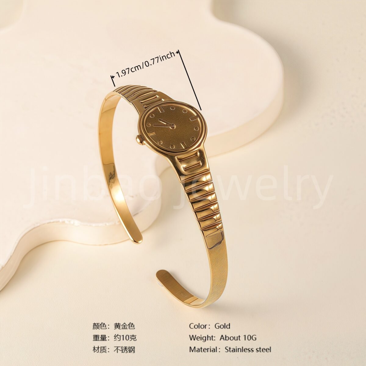 Classic Chain Design 24K Gold PVD Stainless Steel Titanium Women's Bangle - Image 8