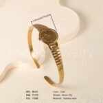 Classic Chain Design 24K Gold PVD Stainless Steel Titanium Women's Bangle - Image 8