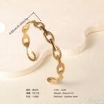 Classic Chain Design 24K Gold PVD Stainless Steel Titanium Women's Bangle - Image 3