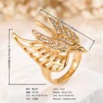 Vintage Multi-Gemstone Textured 24K Gold PVD Stainless Steel Titanium Women's Ring - Image 7