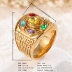 Vintage Multi-Gemstone Textured 24K Gold PVD Stainless Steel Titanium Women's Ring - Image 4