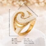 Vintage Multi-Gemstone Textured 24K Gold PVD Stainless Steel Titanium Women's Ring - Image 8