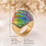 24K Gold PVD Stainless Steel Titanium Fashionable Multi-Color Gem Women's Ring丨K002622 - Image 5