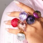 24K Gold PVD Stainless Steel Titanium Fashionable Multi-Color Gem Women's Ring丨K002622 - Image 2