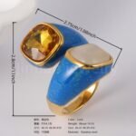 24K Gold-Plated Stainless Steel Square Gemstone Minimalist Luxury Women's Ring - Image 6