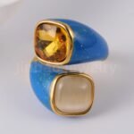 24K Gold-Plated Stainless Steel Square Gemstone Minimalist Luxury Women's Ring - Image 7