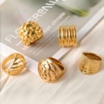 24K Gold-Plating Stainless Steel Fashion Sleek Modern Women's Ring