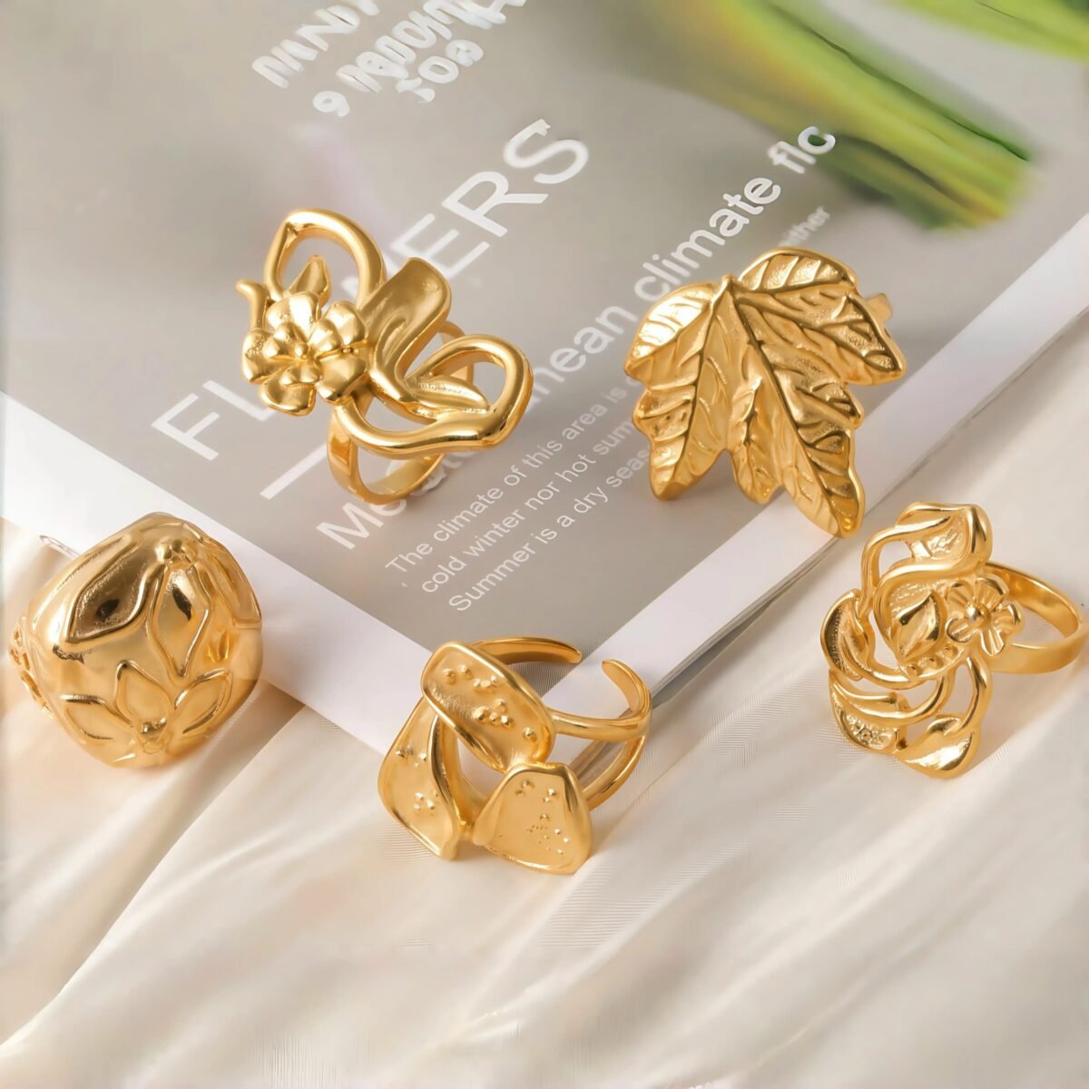 Stylish Natural Design Stainless Steel Women's Ring - Image 1