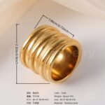 24K Gold-Plating Stainless Steel Fashion Sleek Modern Women's Ring - Image 10