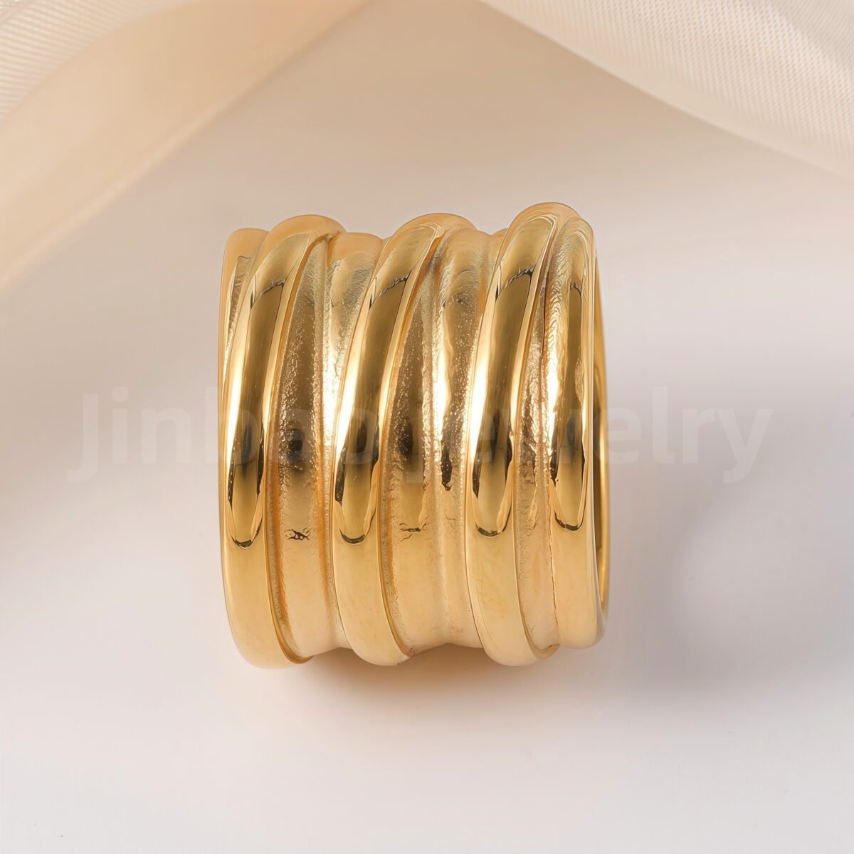 24K Gold-Plating Stainless Steel Fashion Sleek Modern Women's Ring - Image 11