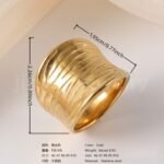 24K Gold-Plating Stainless Steel Fashion Sleek Modern Women's Ring - Image 8