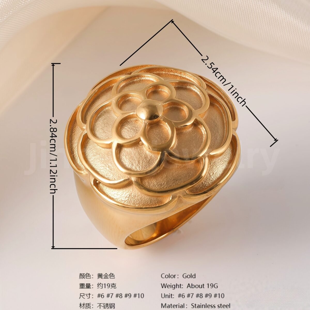 24K Gold-Plating Stainless Steel Fashion Sleek Modern Women's Ring - Image 4