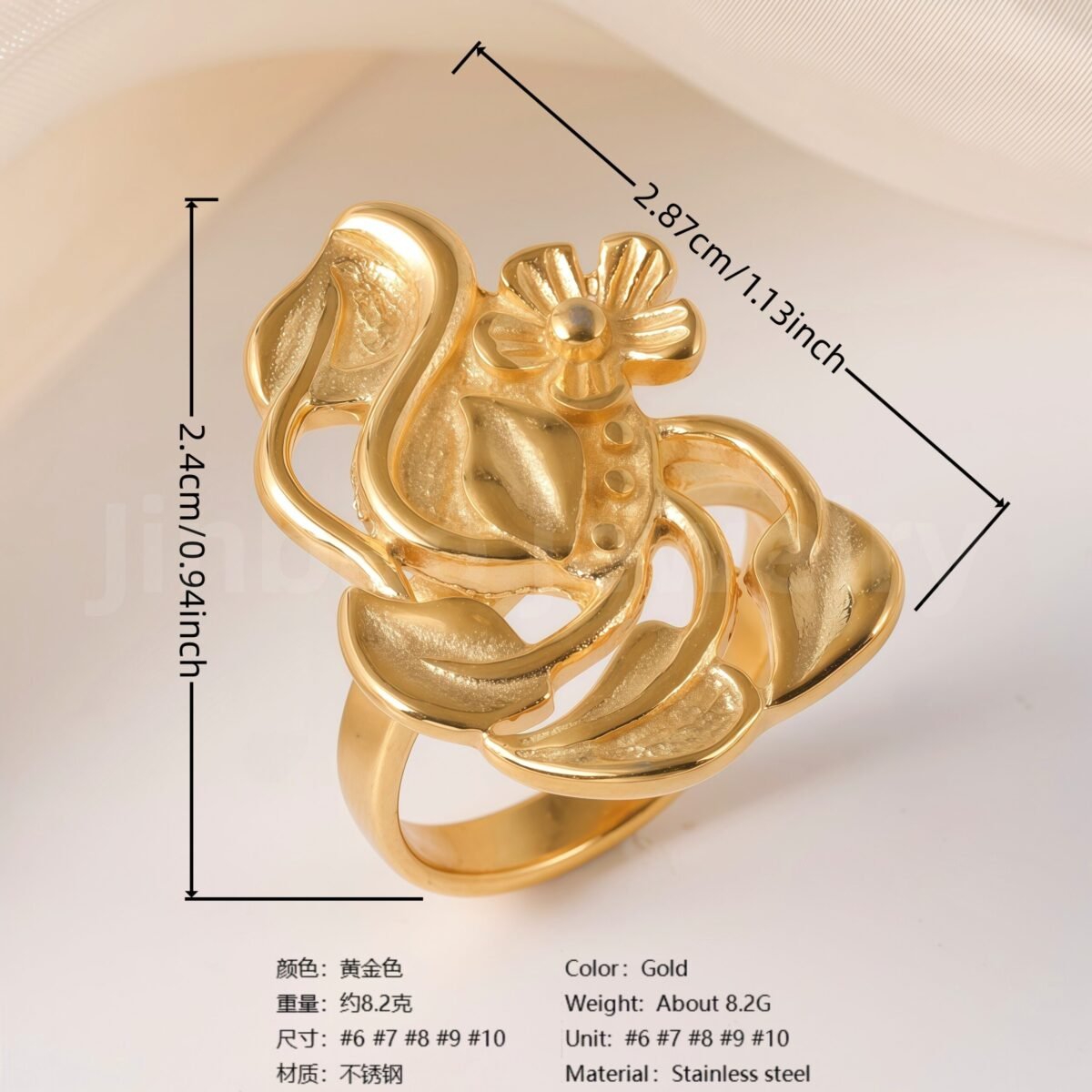 Stylish Natural Design Stainless Steel Women's Ring - Image 2