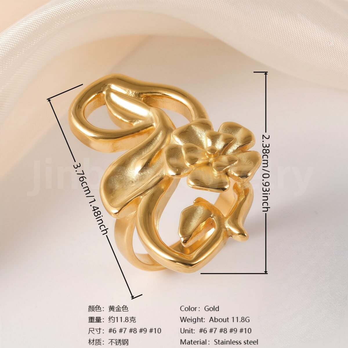 Stylish Natural Design Stainless Steel Women's Ring - Image 4